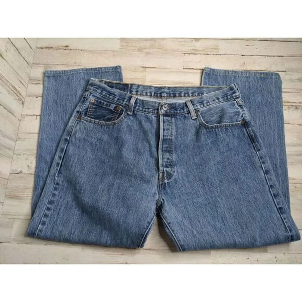 Levis‎ 501 Jeans Mens 36x29 (34X27) Blue Original Straight Denim Button Fly